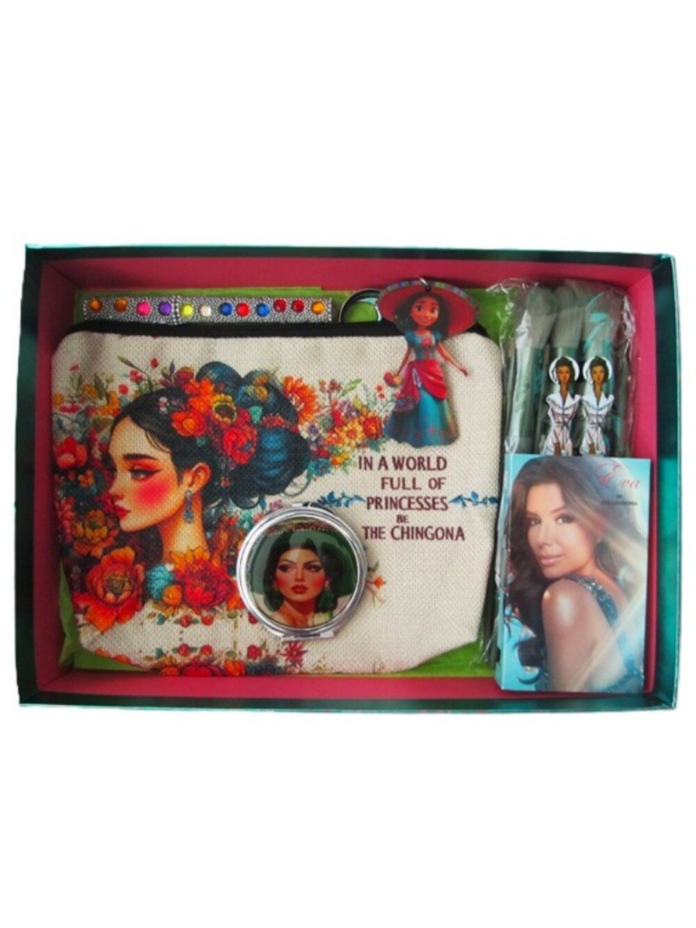 Cosmetic Bag Set Mirror, Brushes, Tweezers, File, Keychain, Ink Pen & Sample Eva